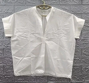 New VINCE Cotton Poplin V Neck Top White Size Small - Picture 1 of 5