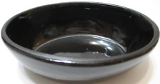 Vintage Pottery Baking Dish Candy Dish Serving Bowl Black Glaze Oval Taiwan 6" L