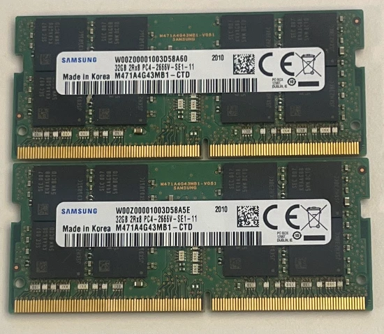 Samsung 64GB memory (32x2) 2Rx8 PC4. Two 32gb parts FREE Shipping - Image 1 of 1