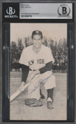 Phil Rizzuto (d.2007) Signed 1957 JD McCarthy Photo Postcard Auto Yankees BAS - Image 1 of 2