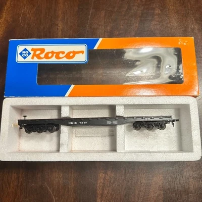 Tren modelo coche plano Roco escala HO Erie 7249 49016 en caja original Foto 1 de 2