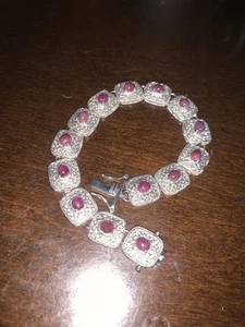Silver Red Ruby Bracelet 925 Certified - Picture 1 of 1