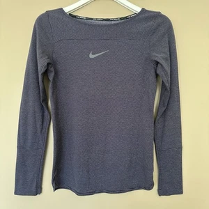 Nike Running Damen XS Langarmshirt reflektierend lila Gym Daumenloch Oberteil - Bild 1 von 9
