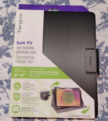 TARGUS THZ785GL Safe Fit Universal Tablet Case 9-11" 360 Rotating Black - Image 1 of 4