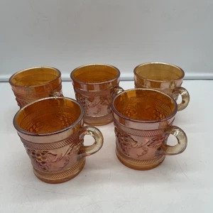 Lote de 5 tazas de vidrio de carnaval vintage Fenton caléndula Dugan uvas - Imagen 1 de 17