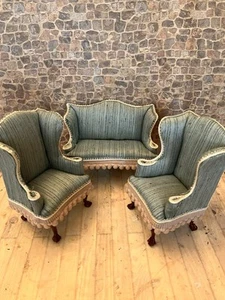 Dolls House 1/12 Scale Miniature Customised Jiayi 3 Piece Suite Sofa Armchairs - Picture 1 of 17