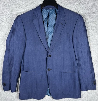 Blazer Ermenegildo Zegna Para Hombre Talla 48 Azul Lino Lana Tessuto Hecho en Italia Foto 1 de 4