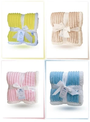 Large Sherpa Fleece Baby Blanket 80×110 cm - Multi Colours, Soft Newborn Gift - Image 1 of 2