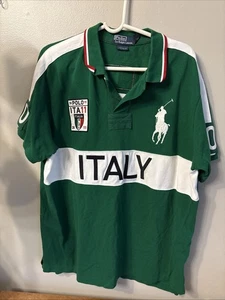 Vintage Polo Ralph Lauren Italy Rugby Shirt Chief Keef Y2K Grün Custom Fit XXL - Bild 1 von 4
