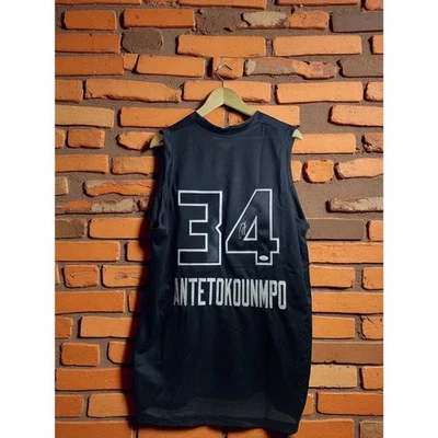 Giannis Antetokounmpo Autographed Milwaukee Custom Jersey – Black XL – Beckett - Image 1 of 4