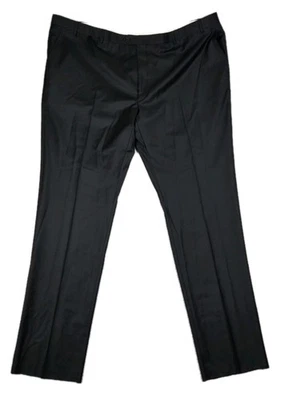 Santorelli NWOT Black Luxury Serge Romeo Wool Dress Pants Size 54 Unfinished Hem - Image 1 of 4