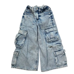 Gap Kids Size 5 Baggy Cargo Jeans Relaxed Fit Boys Girls Unisex Mini Grunge - Picture 1 of 5