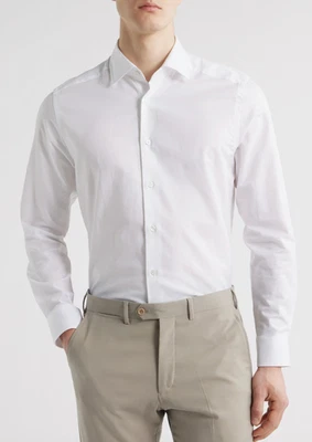 Jack Victor Danforth Stretch Cotton & Linen Blend Dress Shirt White Medium - image 1 of 4