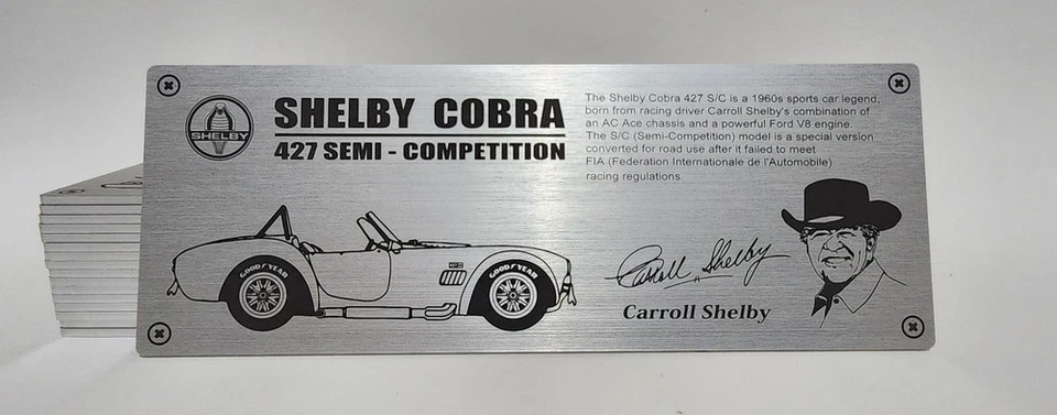 1/8 Shelby Cobra 427 SC Metal Name Plate Plaque for Agora GT Spirit etc - Image 1 of 2