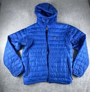 Patagonia Nano Puffer Jacket L Blue Primaloft Puffer Hood Quilted Window Panel - Picture 1 of 9