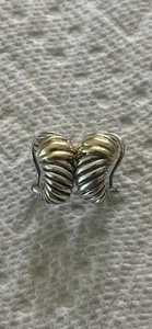 David Yurman 925 Sterling Silver 14K Yellow Gold Two Tone Cable Shrimp Earrings - Picture 1 of 6