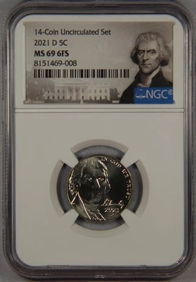 2021-D Jefferson Nickel NGC MS69 6FS 14-Coin Uncirculated Set 5c - Image 1 of 3