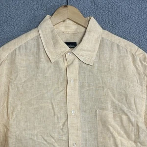 Neiman Marcus Mens 100% Linen Button Up Shirt Size XXL 2XL Orange Short Sleeve - Picture 1 of 8