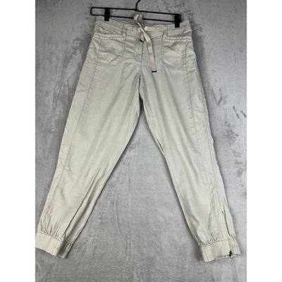 БЕЛЫЙ ДОМ черный рынок льняной смеси бегун брюки женщин 4R бежевый шнурок талии - Изображение 1 из 4