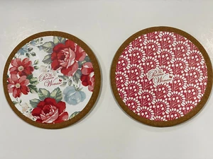 NEW THE PIONEER WOMAN VINTAGE FLORAL 6.5" SET OF TWO (2) CORK TRIVETS FREE SHIP - Picture 1 of 1