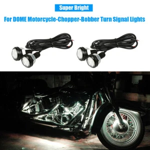 4PCS Small White LED Black DOME Motorcycle-Chopper-Bobber Turn Signal Lights - Picture 1 of 11