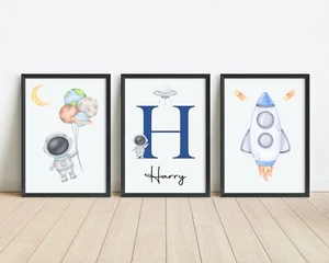 Children’s Space Prints, Custom Kids Wall Art, Nursery Decor A4 Prints Only - Picture 1 of 3