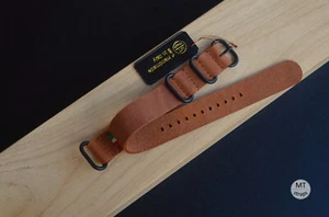 20 mm Cinturino militare artigianale marrone Pull Up Vintage Leather Strap Band - Picture 1 of 12