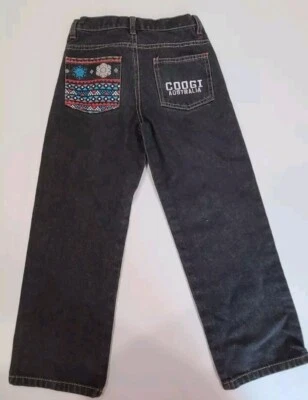 Jeans jeans de algodão COOGI masculino juvenil preto bordado 5 bolsos tamanho 7  - Imagem 1 de 4