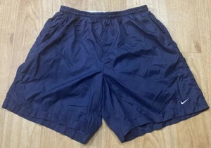 Nike Shorts XL Vintage Mens Navy White Drawstring Logo Y2K 90s Football Swimming - Picture 1 of 10