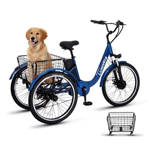 3 Wheel Electric Tricycle for Adults Shimano 7-Speed 24" Electric Trike 48V 13Ah - Picture 1 of 10