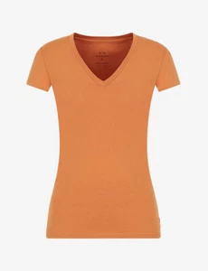 Armani Exchange Women's, Slim Fit V-Neck Short Sleeve Pima, Camel, XS - Picture 1 of 6