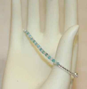 Pulsera de piedras preciosas de apatita y morganita azul, plata de ley, (gema2) - Imagen 1 de 3