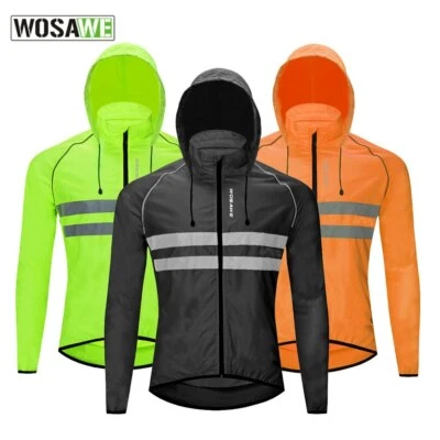 MEN'S LONG SLEEVES CYCLING JERSEYS HOODIE REFLECTIVE WINDBREAKE WATERPROOF BL225 - Image 1 of 4