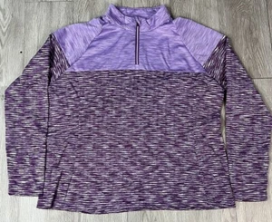 Antigua Purple Stripe Long Sleeve 1/4 Zip Top Women's Size XL Extra Large - Picture 1 of 13