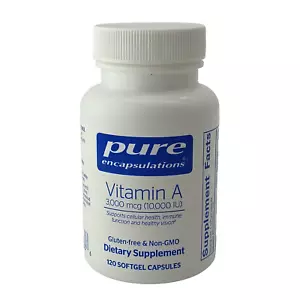 Pure Encapsulations Vitamin A 3000 mcg (10,000 IU) - 120 Softgel Capsules - Picture 1 of 4