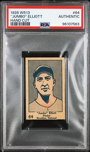 1928 W513 - #64 James "Jumbo" Elliott, Brooklyn Robins - PSA Authentic - Picture 1 of 2