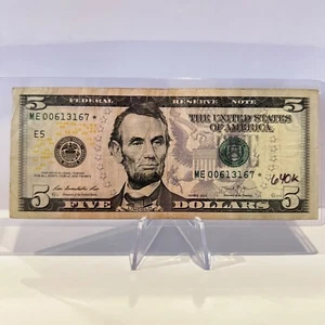 Series 2013 $5 Dollar Bill Star Note (640K Total Printed) * US Paper Currency - Picture 1 of 2