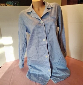 Camisa Lauren Ralph Lauren Suave Azul Rayas 100% Algodón Suave Botón Dormir Noche L - Imagen 1 de 7