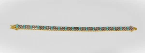 Joan Rivers Amethyst Rhinestone Blue Turquoise Beads Gold Tennis Bracelet - Picture 1 of 19