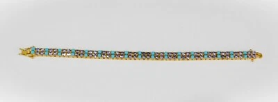 Joan Rivers Amethyst Rhinestone Blue Turquoise Beads Gold Tennis Bracelet - Image 1 of 4