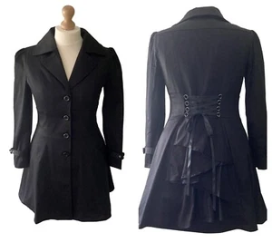 PLUS SIZE 18 20 22 24 26 28 30 32 BLACK VICTORIAN STEAMPUNK RIDING JACKET COAT - Picture 1 of 9