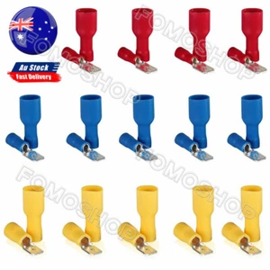 50/200Pcs Insulated Crimp Spade Terminals Electrical Wire Connectors Male/Female - Picture 1 of 15