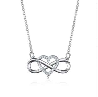 925 Placcato Argento Cristallo Gioielli Sposa Cuore Lucente Ciondolo Regalo - Immagine 1 di 3