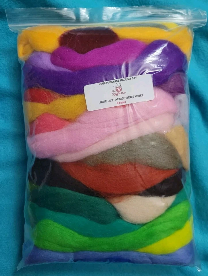 Wool Roving 8 Ozs. Sample Kit: Spinning-Needle Felting-Textile Arts-Yarn Making - Image 1 of 4