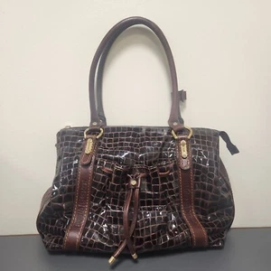 Bolso Marino Orlandi Marrón Charol Cocodrilo Repujado - Imagen 1 de 12