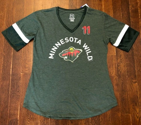 NHL Minnesota Wild Women's Size Large (12-14) V-Neck 3/4 Sleeve T-Shirt Cover