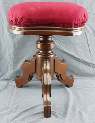 Geo antiguo 1873. Taburete ajustable victoriano de madera de nogal para piano/órgano W. Archer Foto 1 de 4