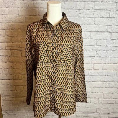 Blusa Mossimo Para Mujer S Multi Botones Estampado Geométrico Retrocore Artcore Foto 1 de 4