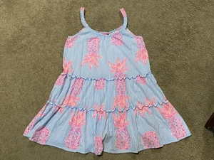Lilly Pulitzer Loro Swing Kleid Pineapple Blue Peri Rum Swizzle Baumwolle Gr. XL - Bild 1 von 11