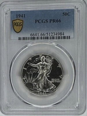 1941 Walking Liberty Half Dollar Proof PCGS PR66⭐️NO DESIGNERS INITIALS (AW)⭐️ - Image 1 of 2